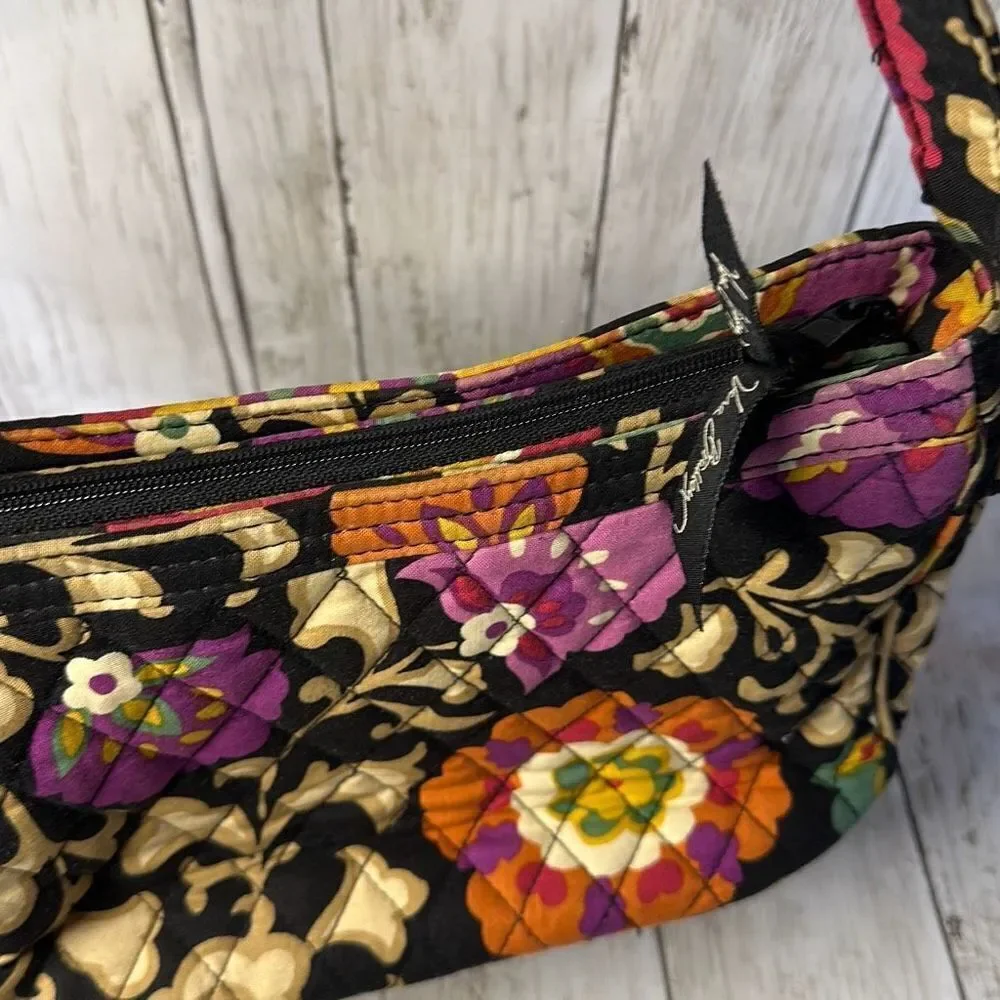 Vera Bradley Black Floral Shoulder Bag Handbag Purse‎